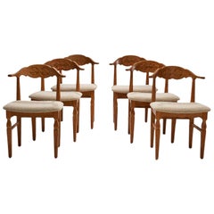 6 Henning Kjærnulf Dining Chairs, Denmark, 1960s