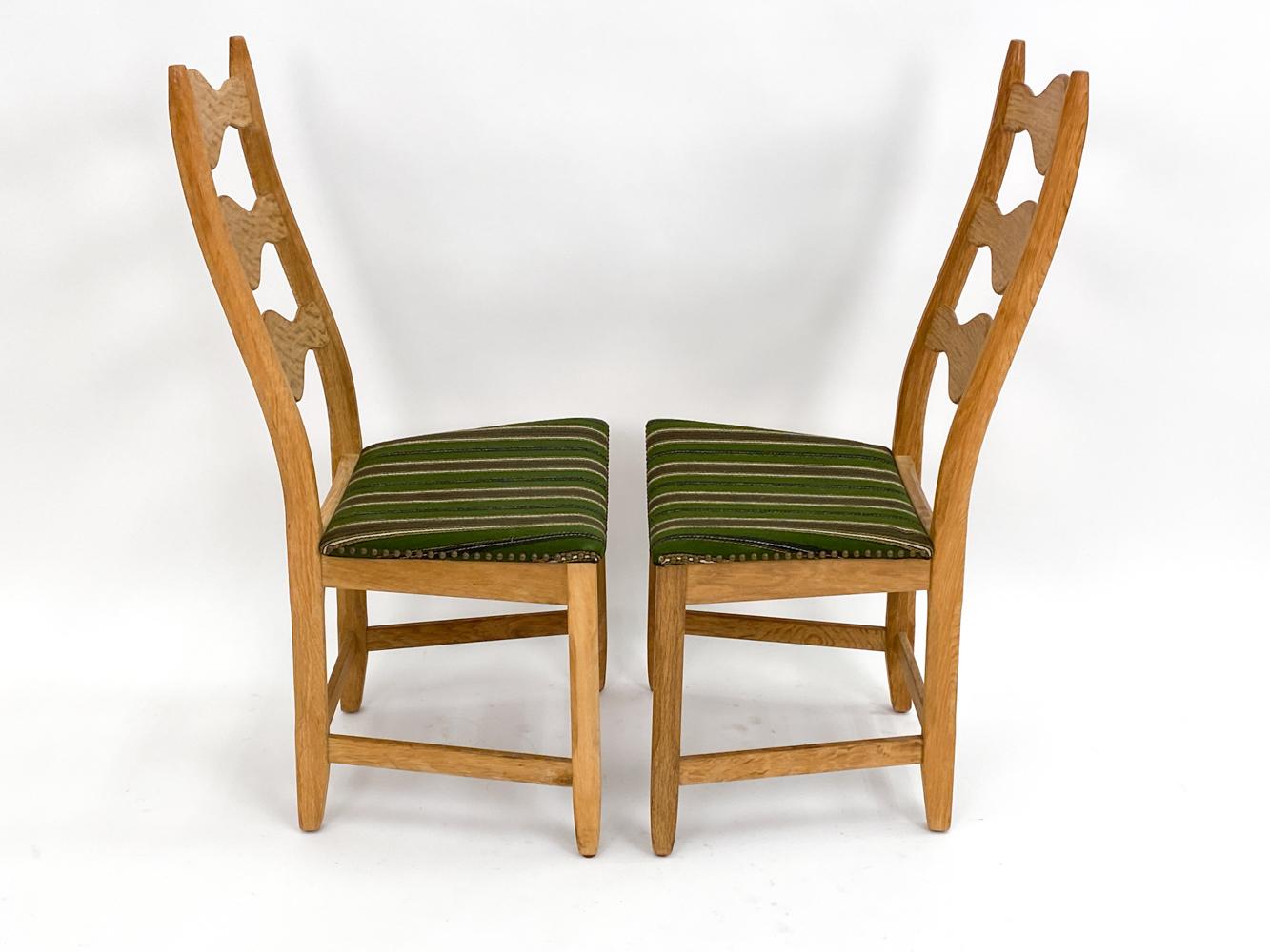(6) Henning Kjaernulf Mid-Century High-Back Carved Oak Dining Chairs For Sale 6