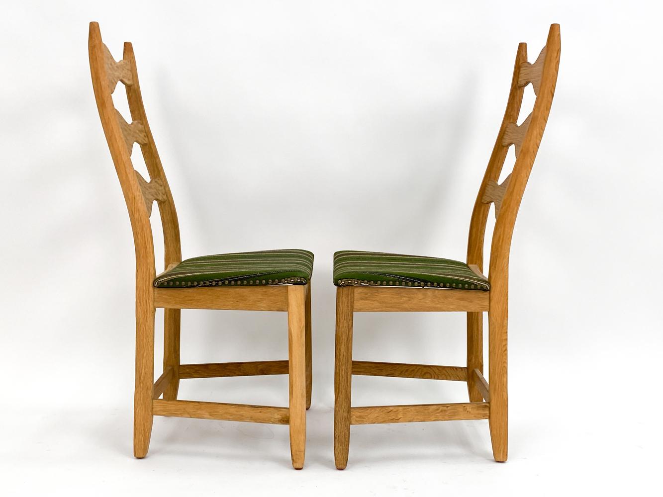 (6) Henning Kjaernulf Mid-Century High-Back Carved Oak Dining Chairs For Sale 7