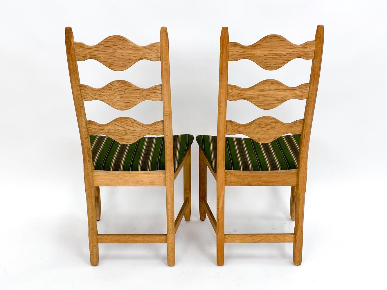 (6) Henning Kjaernulf Mid-Century High-Back Carved Oak Dining Chairs For Sale 8