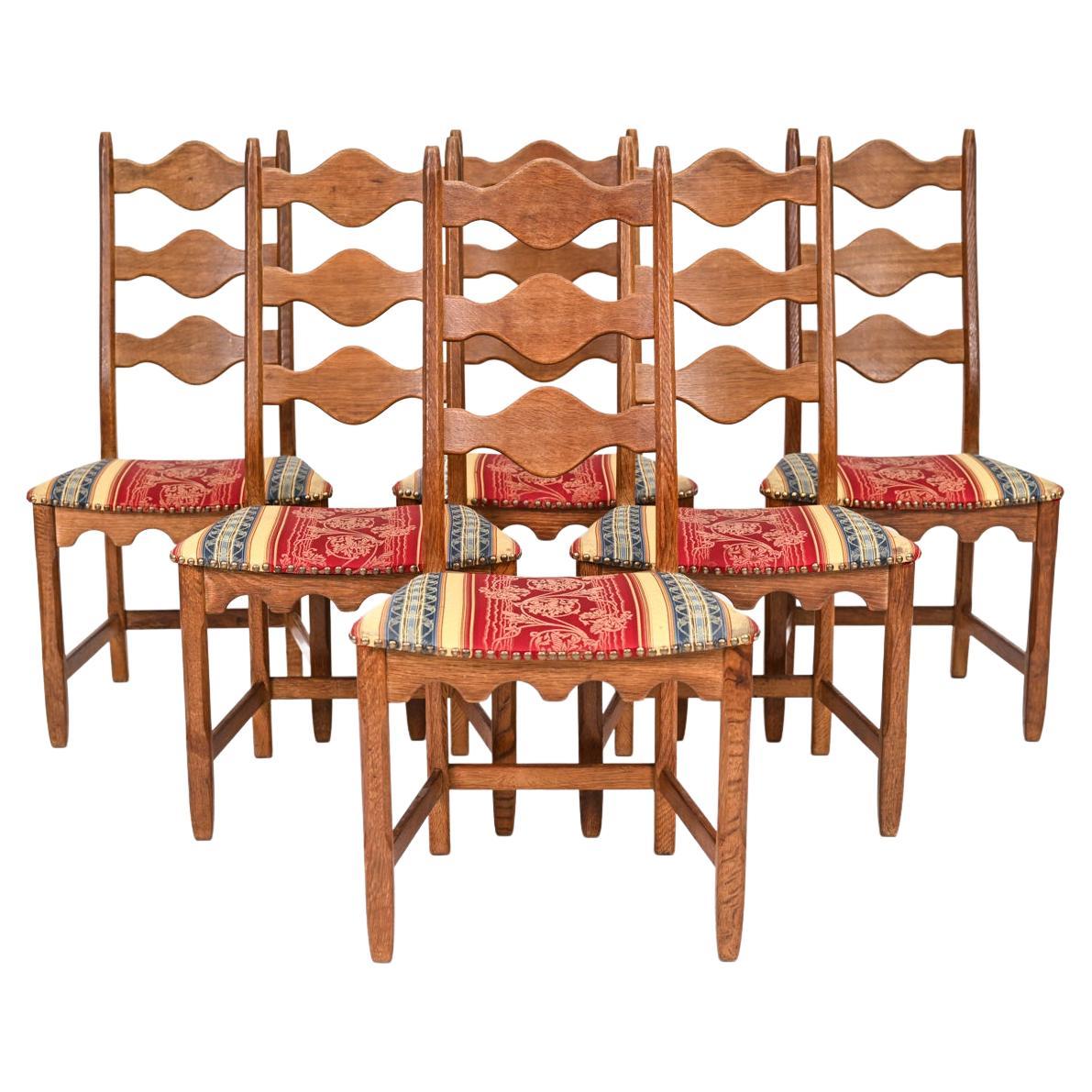 '6' Henning Kjaernulf "Razorblade" Oak Dining Chairs