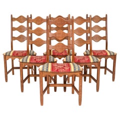'6' Henning Kjaernulf "Razorblade" Oak Dining Chairs