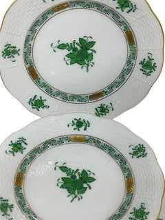 6 Herend "Chinese Bouquet Apponyi Green" # 516/1/2 bread& butter plates , 1991
