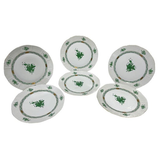 6 Herend "Chinese Bouquet Apponyi Green" Dinner Plates, # 524 For Sale at  1stDibs