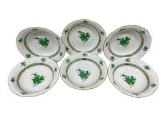 6 Herend "Chinese Bouquet Apponyi Green" Fruit Bowls, 1980s
