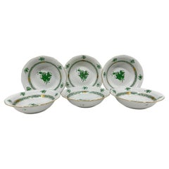 6 Herend "Chinese Bouquet Apponyi Green" Fruit Bowls, 1980s