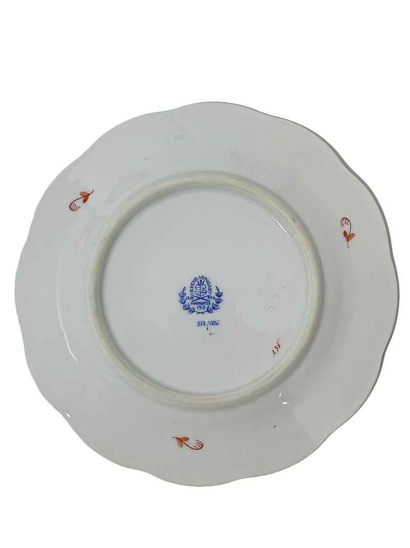 6 kleine Teller aus Herend-Porzellan „Chinesisches Blumenstrauß Rost“, #514/AOG, 1976 (20. Jahrhundert) im Angebot