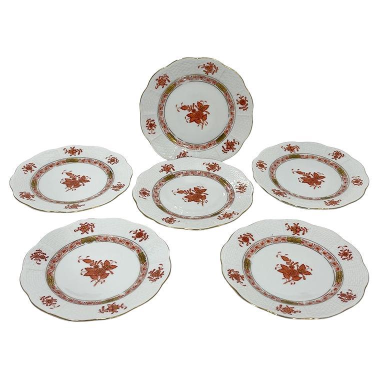 6 petites assiettes en porcelaine Herend « Bouquet de rouille chinois », #514/AOG, 1976
