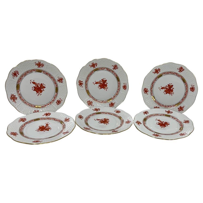 6 Herend porcelain "Chinese Bouquet Rust" Small Plates, #516 1/2