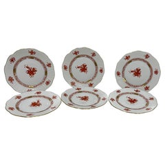 Vintage 6 Herend porcelain "Chinese Bouquet Rust" Small Plates, #516 1/2