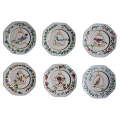 6 HERMES , Paris by Limoges dinner plates of the series "L'etrier perchoir" 
