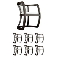 6 Fauteuils Hokkaido - Fauteuil moderne minimaliste noir avec assise tapissée