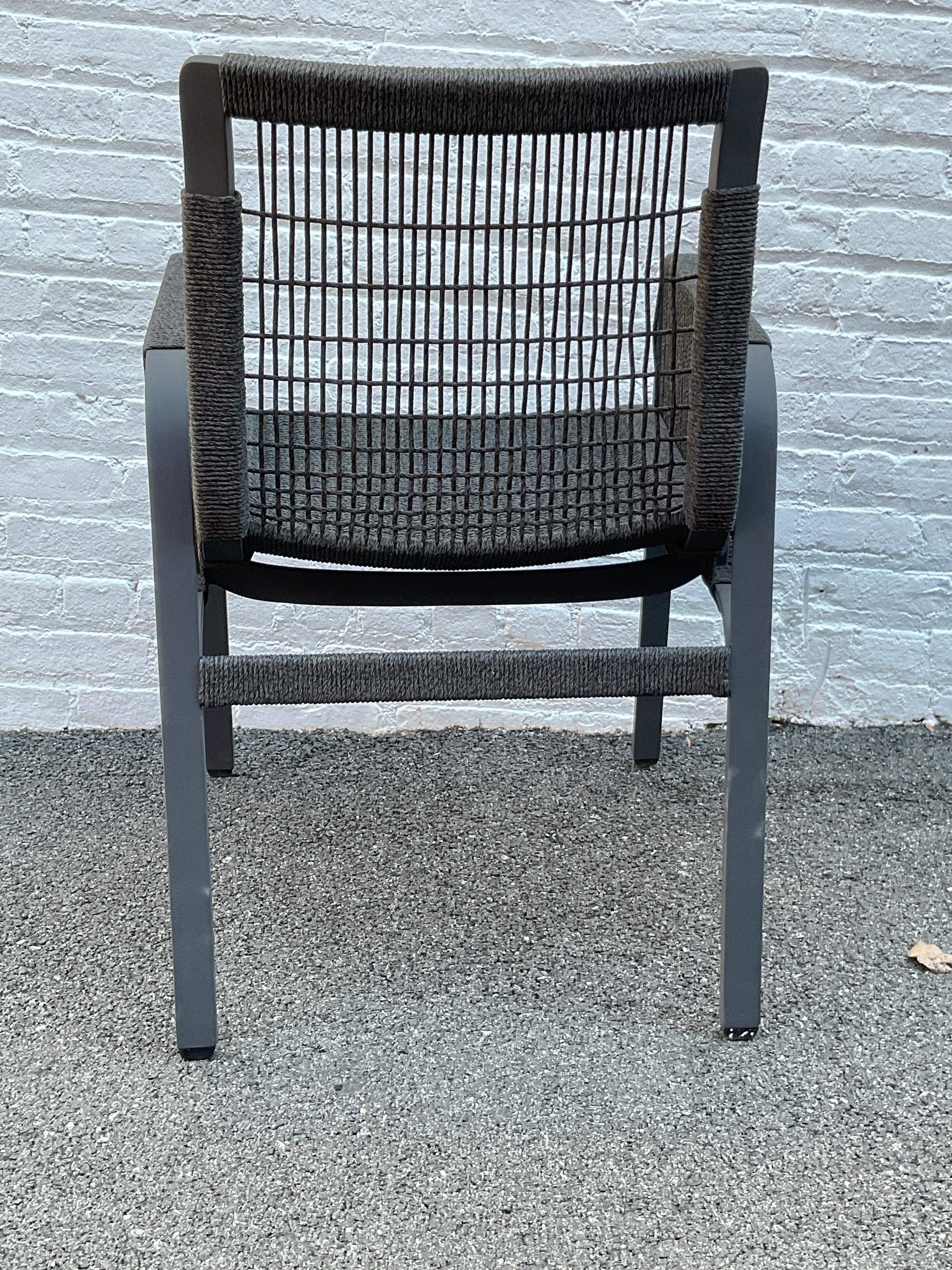 Metal 6 Holly Hunt Caracal Outdoor  Dining Arm Chairs For Sale