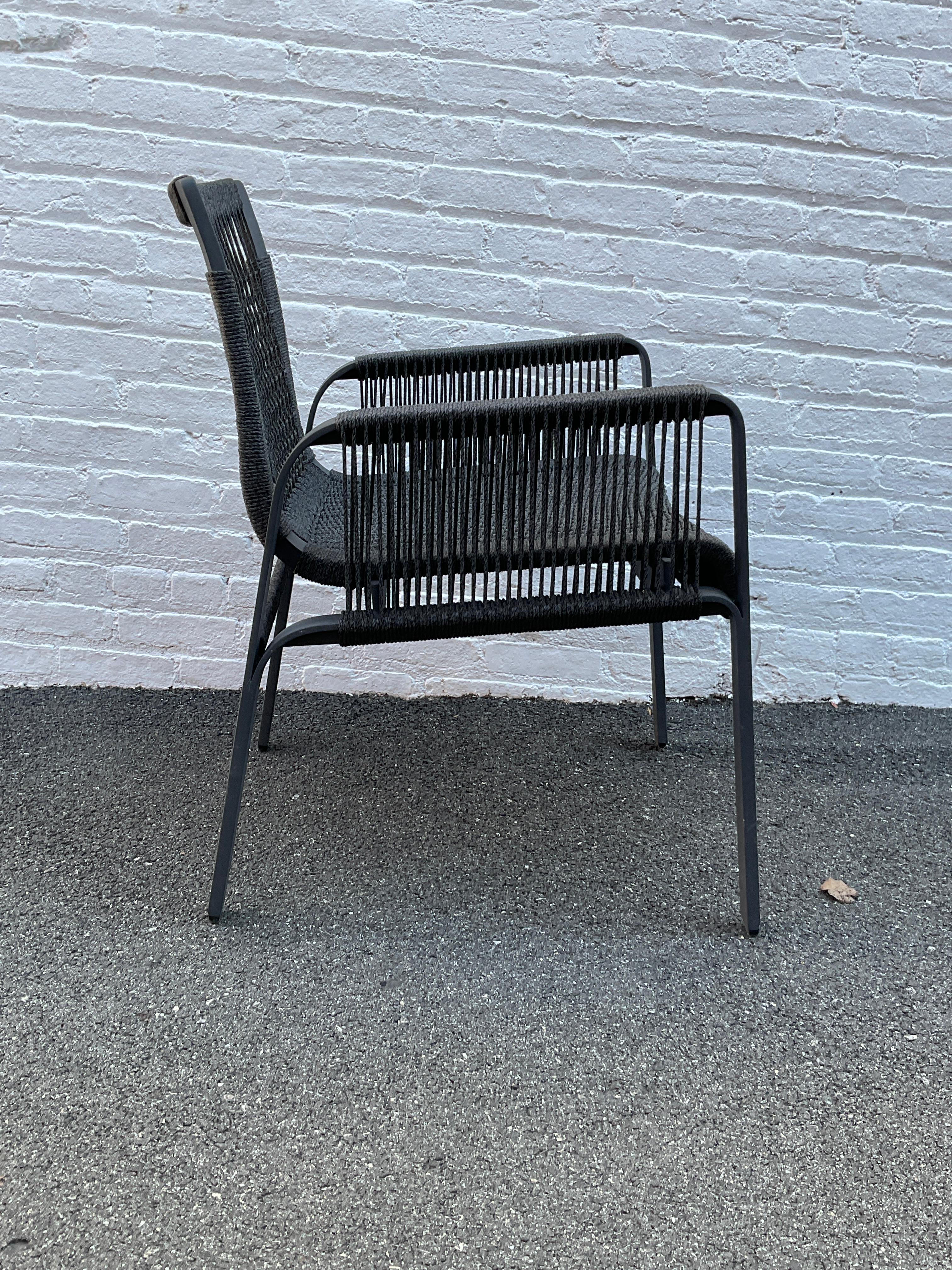 Metal 6 Holly Hunt Caracal Outdoor  Dining Arm Chairs For Sale