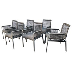 6 HOLLY HUNT Caracal Outdoor  Dining Arm Chairs