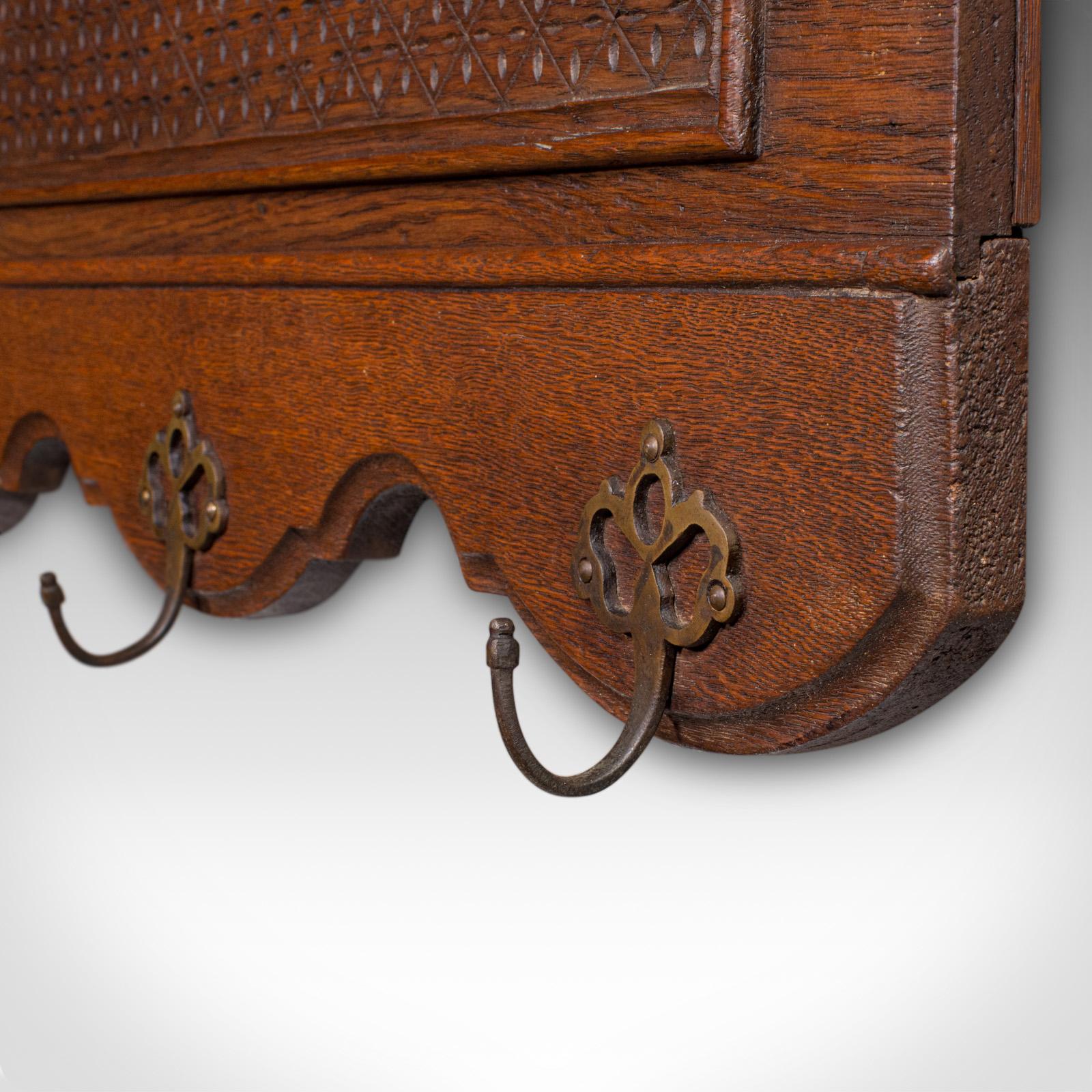 Appendiabiti da reception a 6 ganci, Oak inglese, guardaroba, edoardiano In condizioni buone in vendita a Hele, Devon, GB