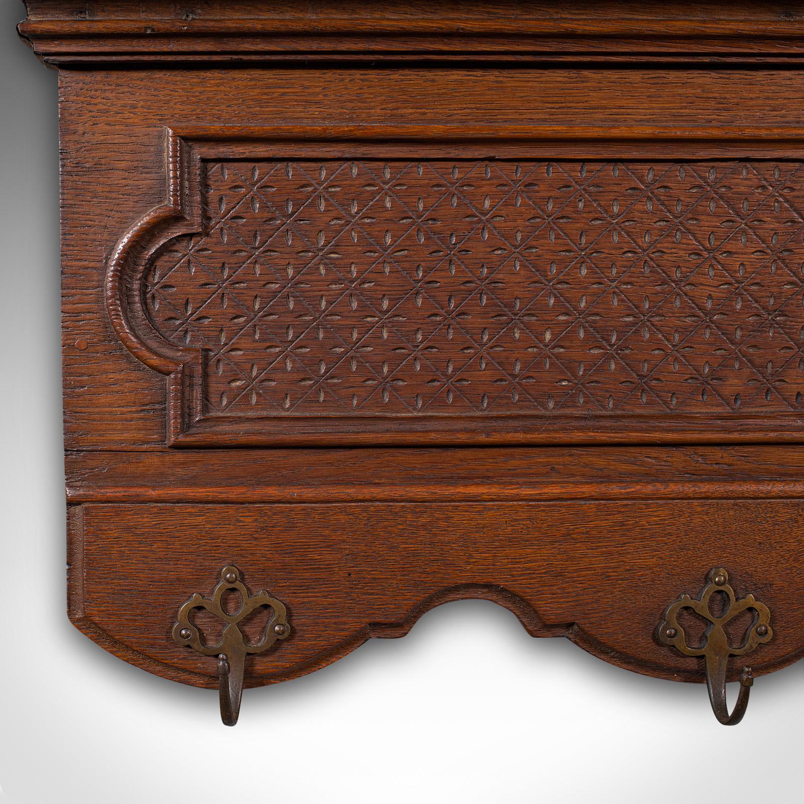 Ottone Appendiabiti da reception a 6 ganci, Oak inglese, guardaroba, edoardiano in vendita