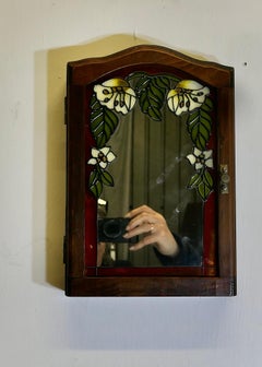 Antique Key Cupboard with Mirror, Arts and Crafts Style, 1960