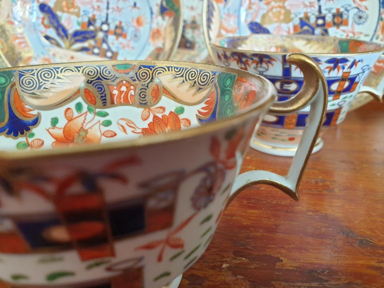 6 Imari Handpainted Spode Cups and Saucers In Excellent Condition For Sale In London, GB