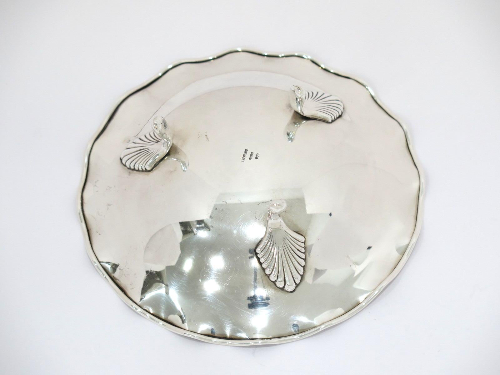 950 Silver Antique Japanese Wavy Rim Footed Round Candy Nut Dish In Good Condition In Brooklyn, NY