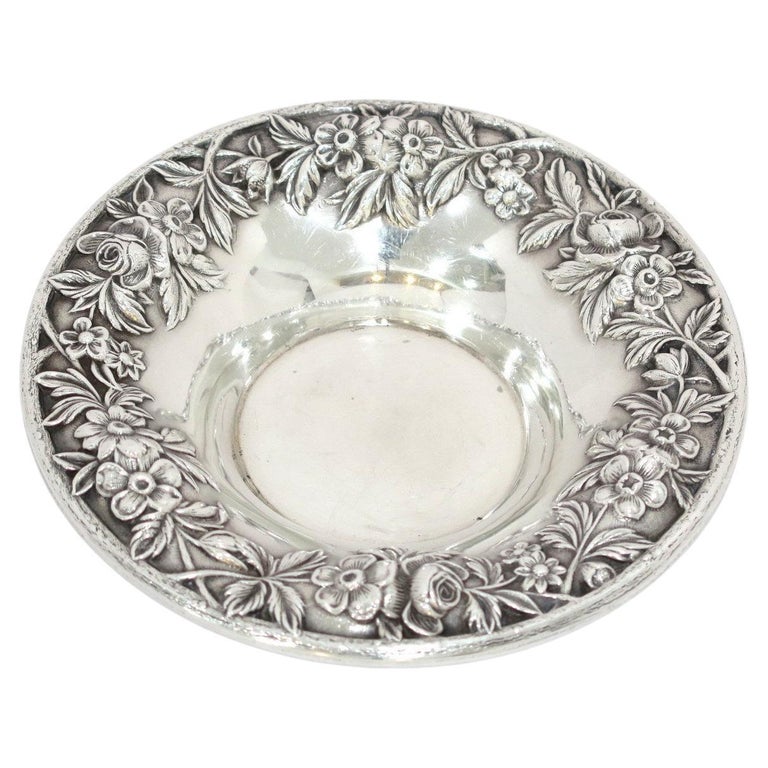 Reousse Sterling Silver S. Kirk and Son Antique Floral Repousse Sweets Nut Dish ...