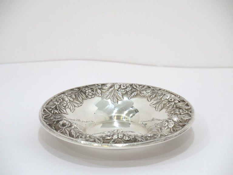 Sterling Silver S. Kirk and Son Vintage Floral Repousse Candy Nut Dish