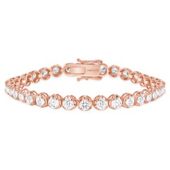 6 Inch 14k Rose Gold 5 Carat Round Diamond Illusion Setting Tennis Bracelet