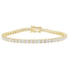 Bracciale tennis in oro giallo 14K con diamante rotondo da 2 carati