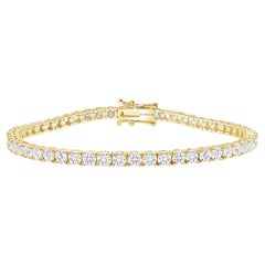 Bracelet tennis en or jaune 14 carats avec diamants ronds de 2 carats