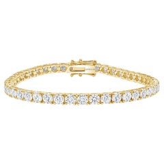 Bracelet tennis en or jaune 14 carats avec diamants ronds de 12 carats