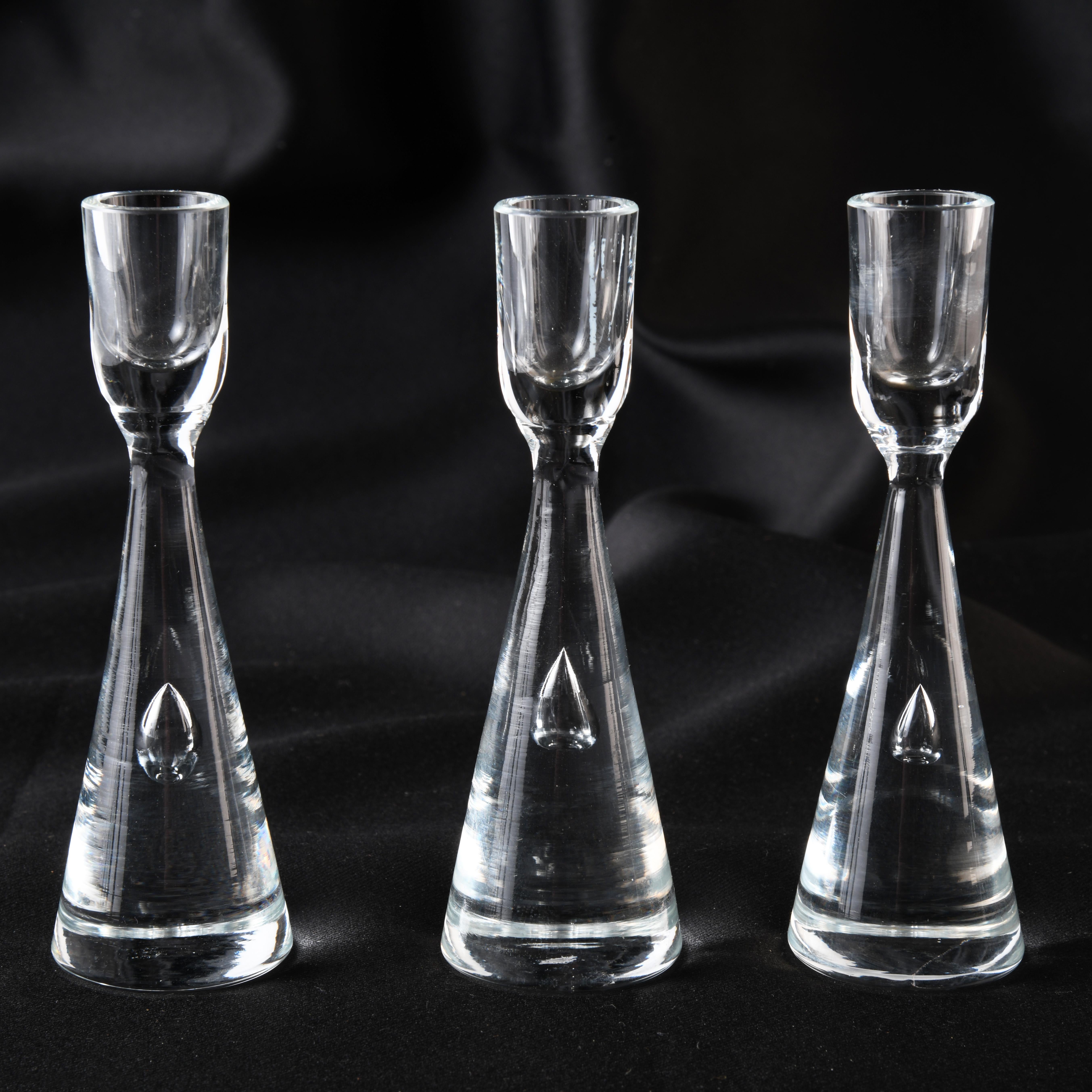 6 Individual Small Glass Candle Holders by Bent Severin for Holmegaard in 50s 1