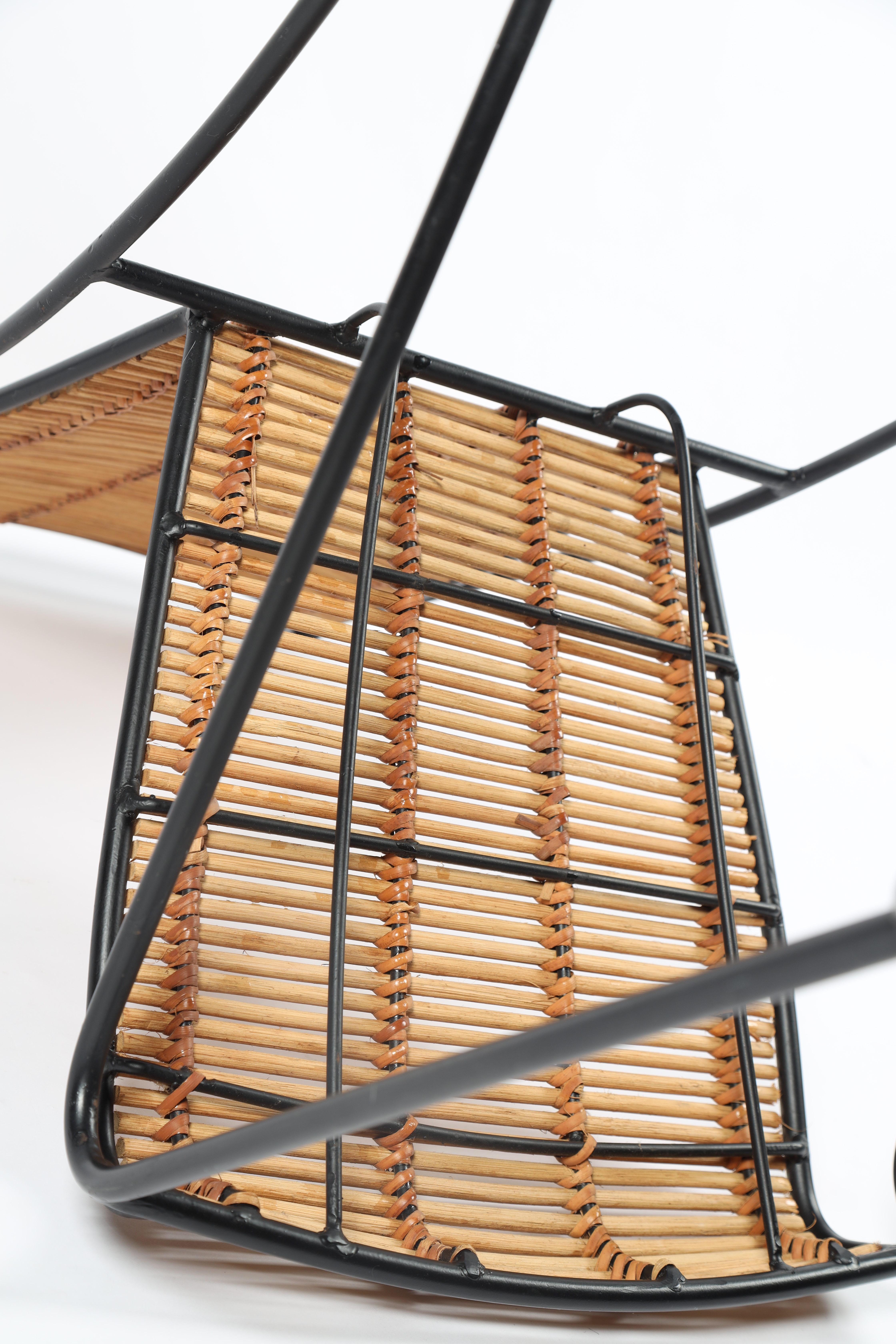 6 Iron and Cane Dining Chairs by Eva-Lisa Pipsan Saarinen Swanson for Ficks Reed 3