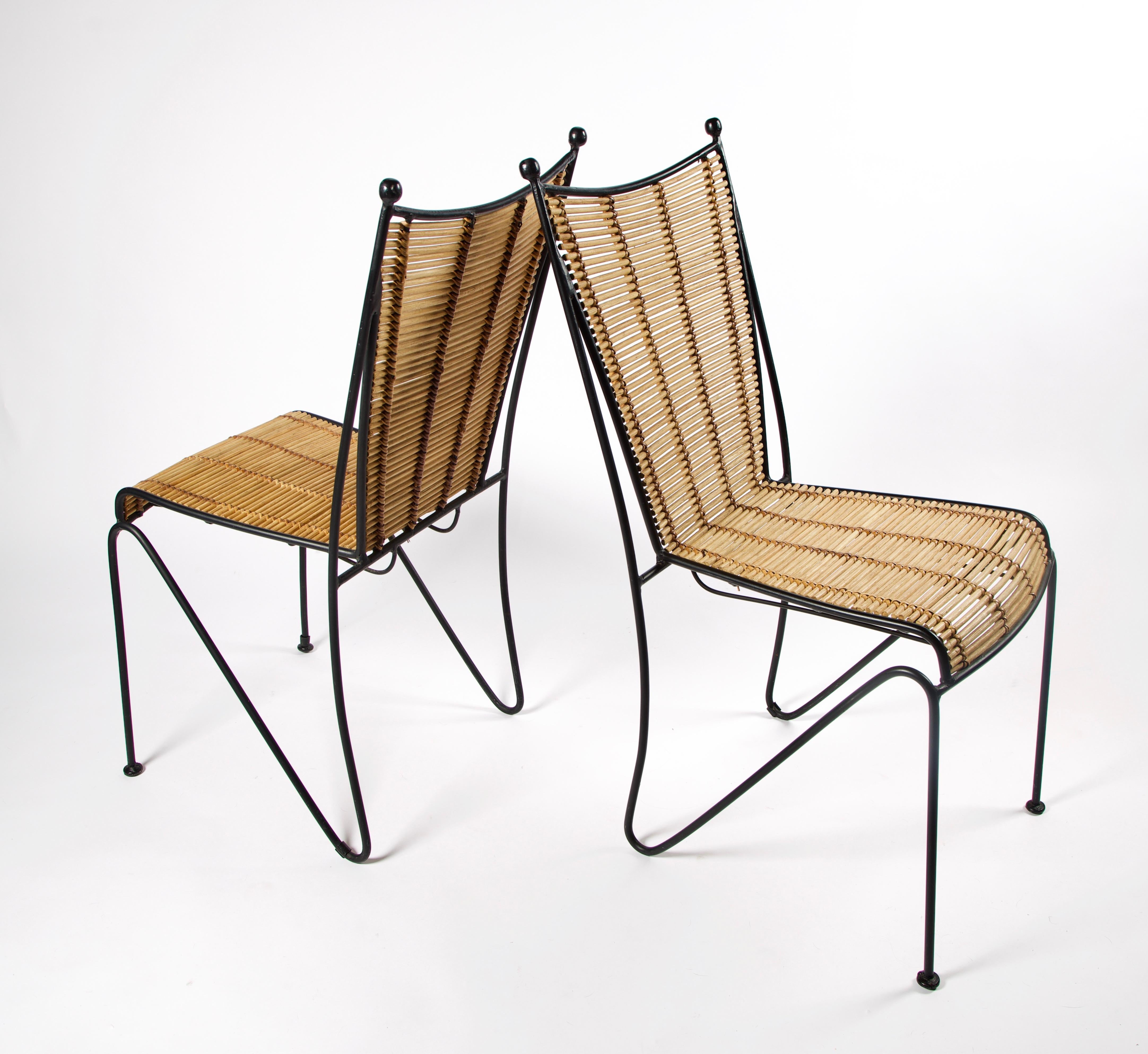 Mid-Century Modern 6 Iron and Cane Dining Chairs by Eva-Lisa Pipsan Saarinen Swanson for Ficks Reed