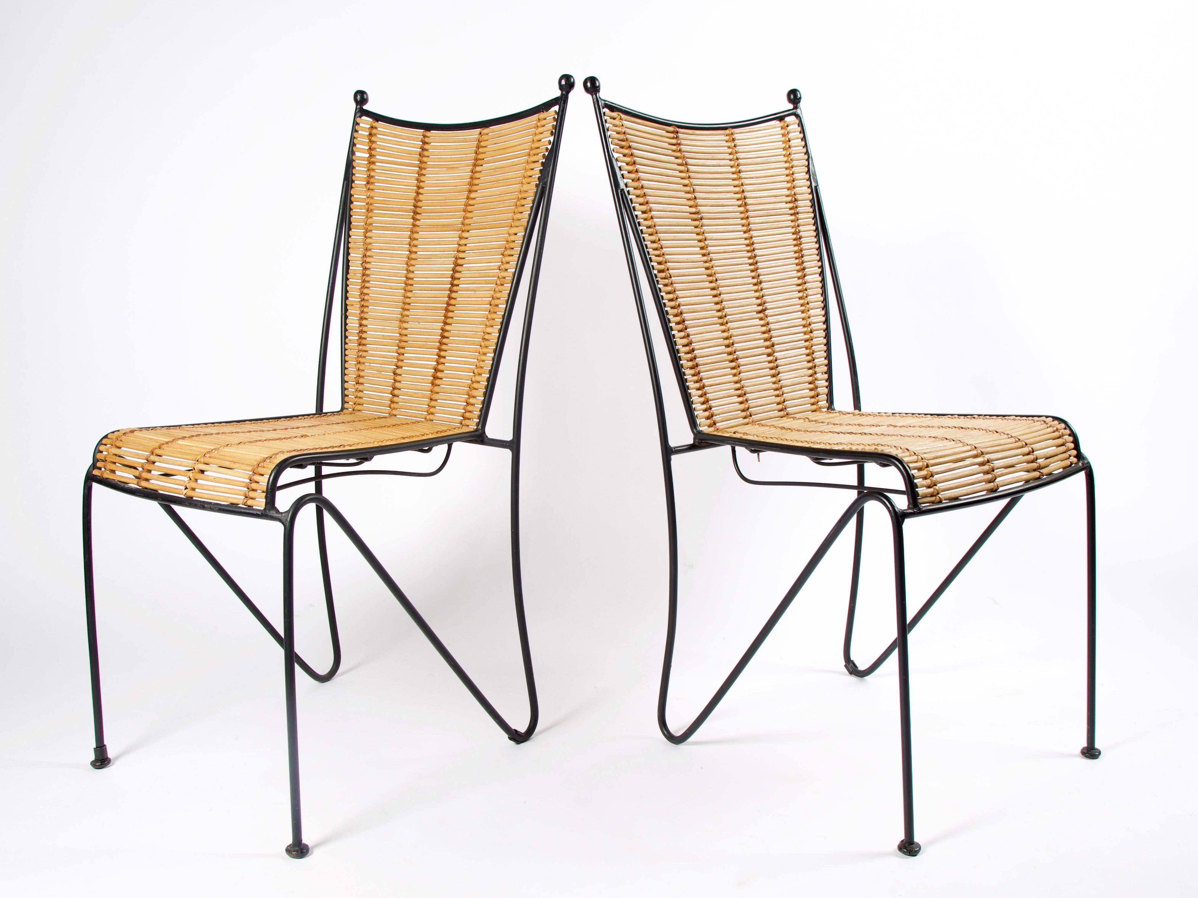 Mid-20th Century 6 Iron and Cane Dining Chairs by Eva-Lisa Pipsan Saarinen Swanson for Ficks Reed