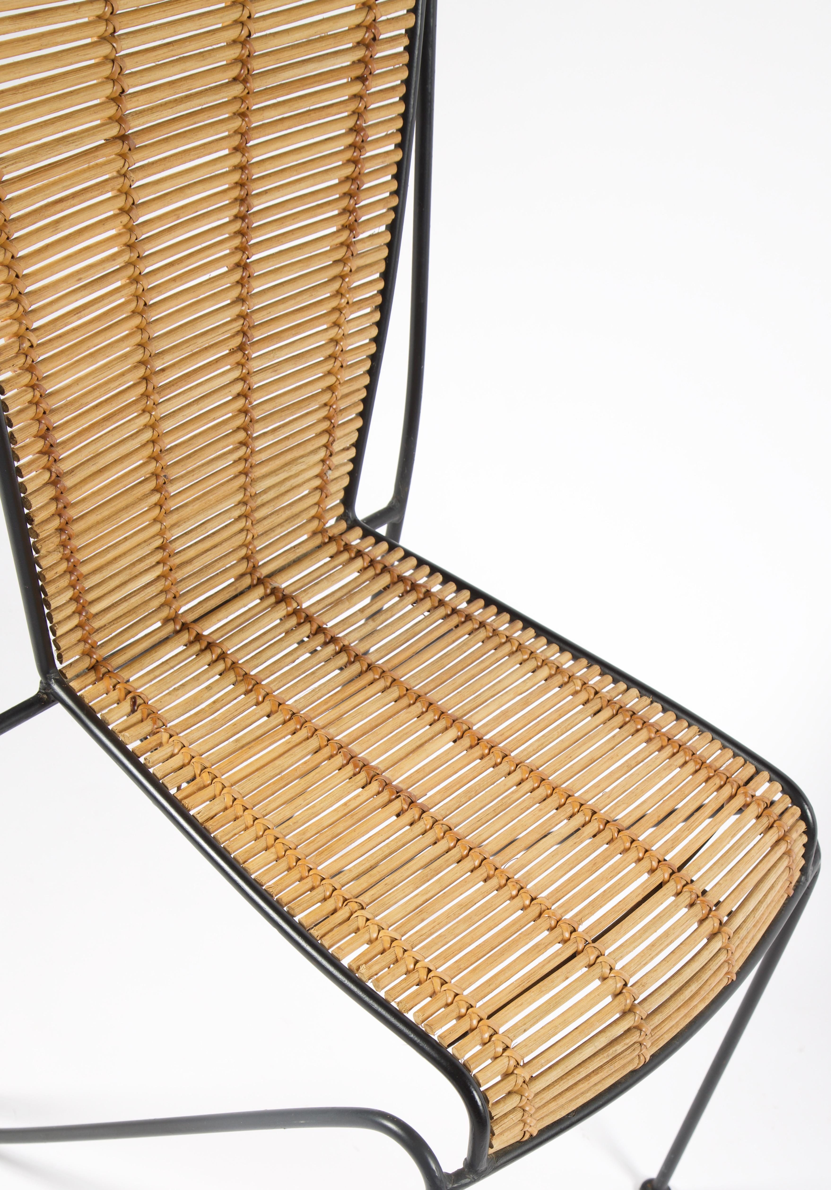 Bamboo 6 Iron and Cane Dining Chairs by Eva-Lisa Pipsan Saarinen Swanson for Ficks Reed