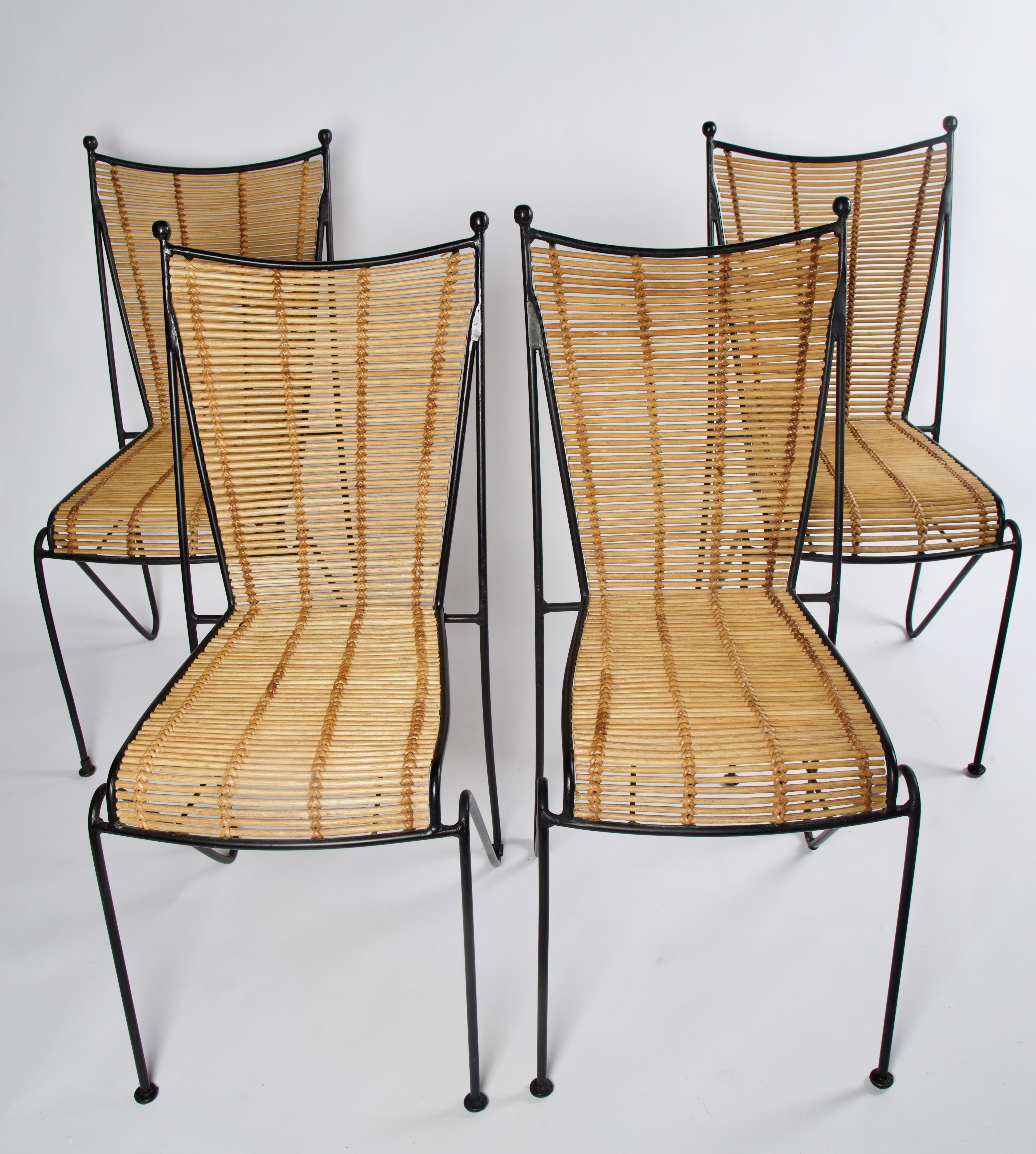 6 Iron and Cane Dining Chairs by Eva-Lisa Pipsan Saarinen Swanson for Ficks Reed 2