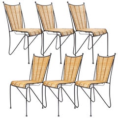 6 Iron and Cane Dining Chairs by Eva-Lisa Pipsan Saarinen Swanson for Ficks Reed