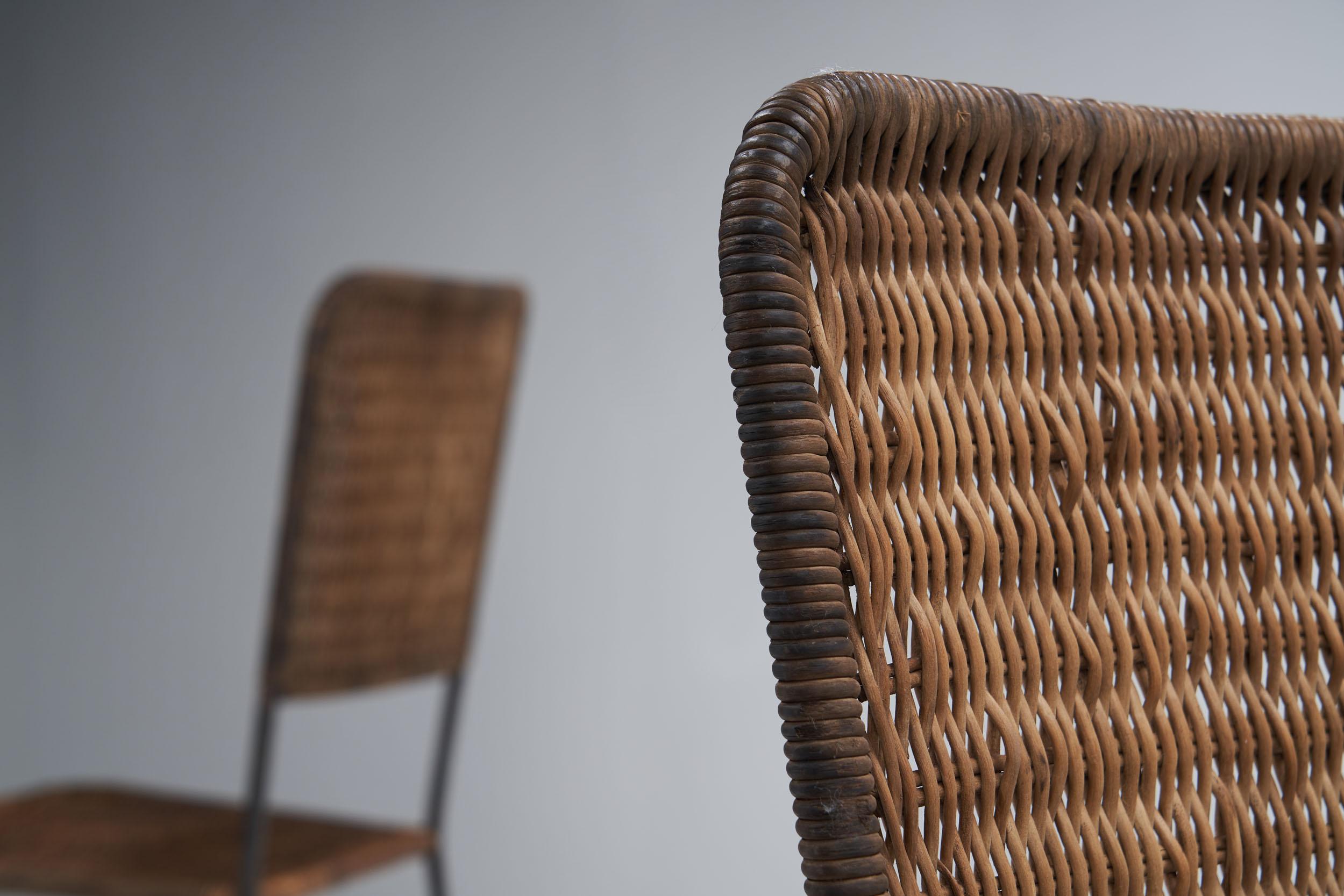 6 Iron and Rattan Chairs, Brazil, 1960s For Sale 2