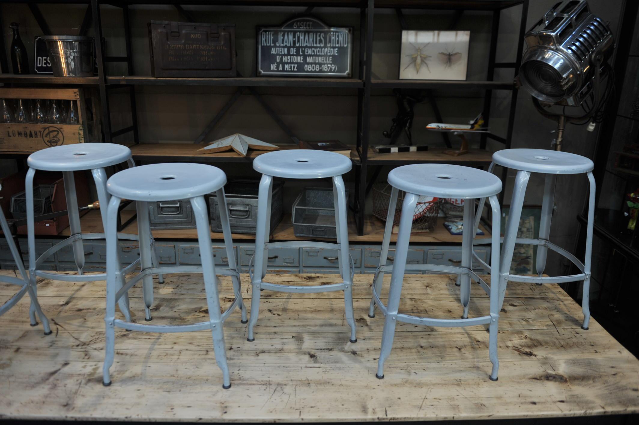 Industrial 6 Iron factory Stools by 