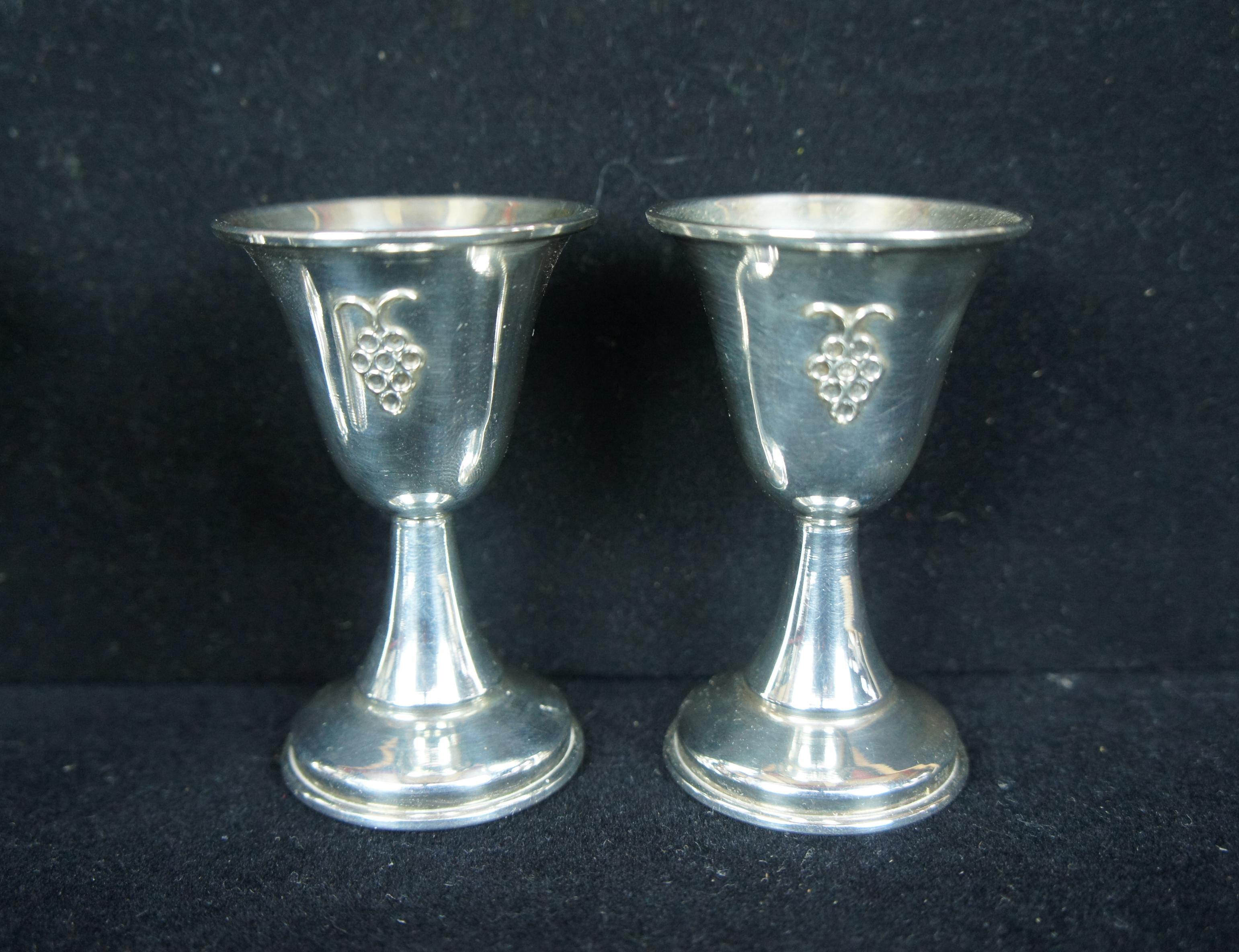 6 Israeli Dugma Plated Kiddush Cup Goblets Set Judaica Barware Shot Glasses Tray 7