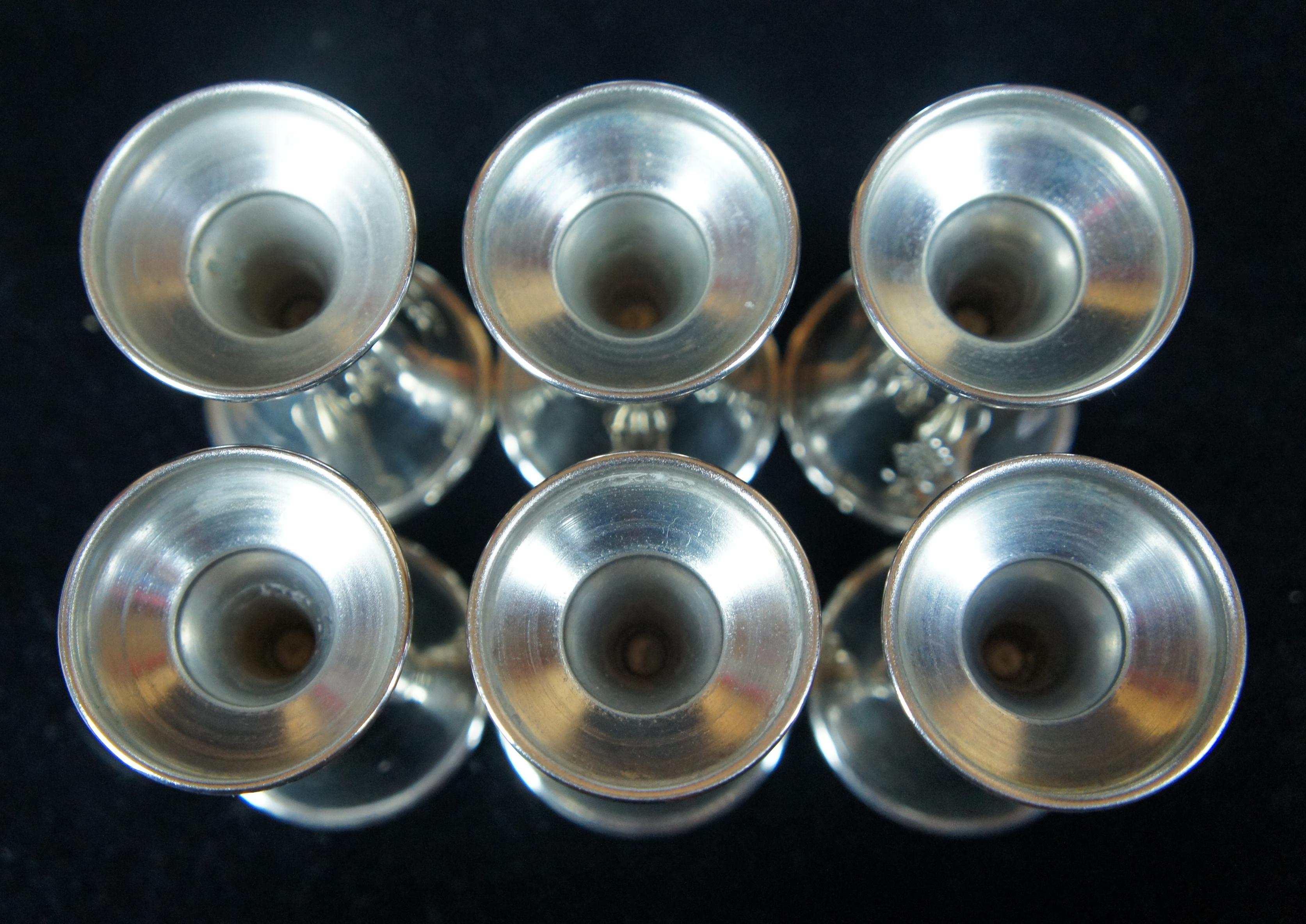 Silver Plate 6 Israeli Dugma Plated Kiddush Cup Goblets Set Judaica Barware Shot Glasses Tray