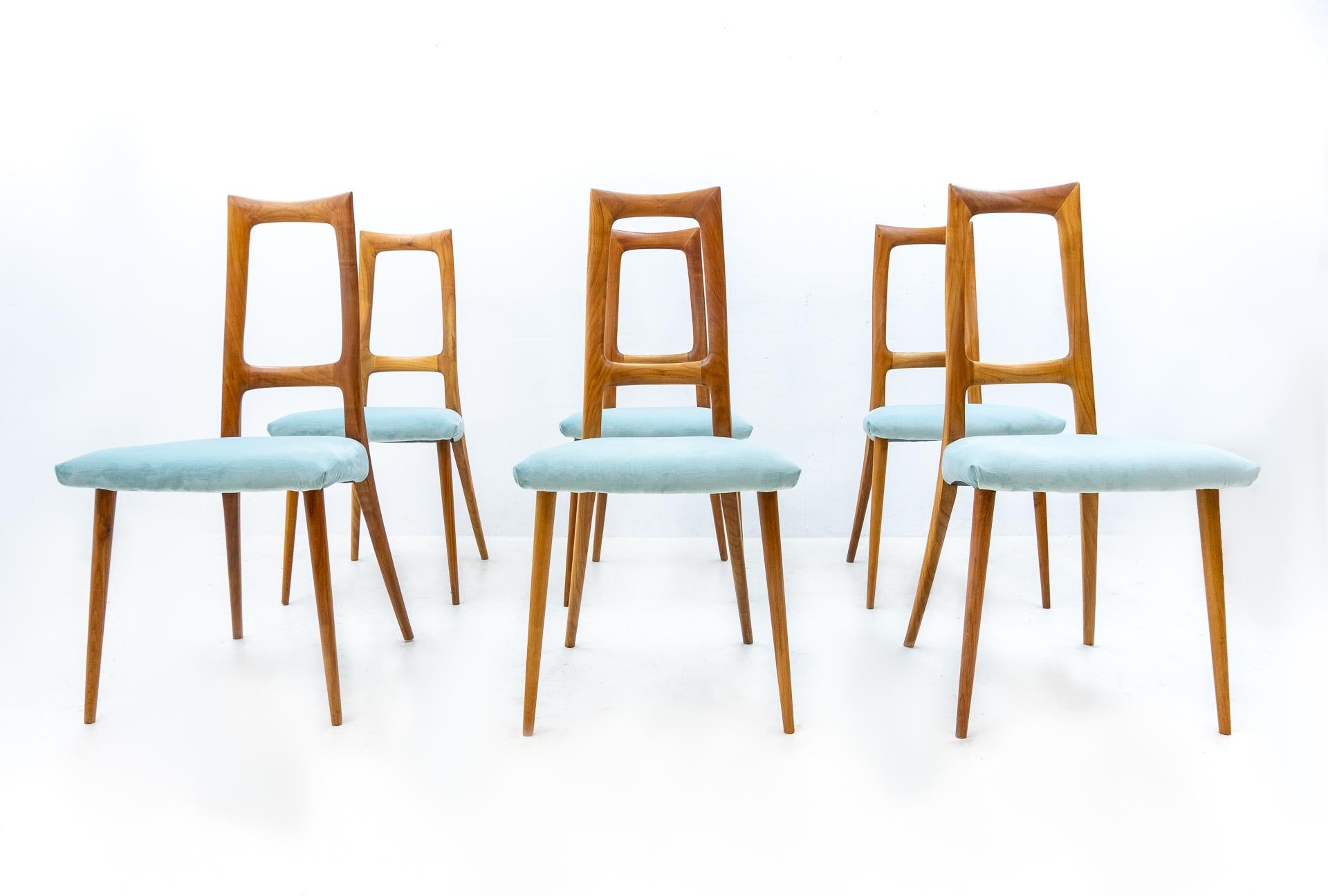 6 Italian Dining Chairs, Italy, 1950s 4