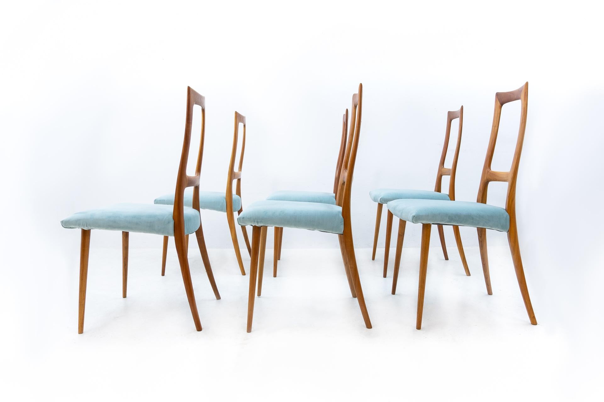 6 Italian Dining Chairs, Italy, 1950s 5