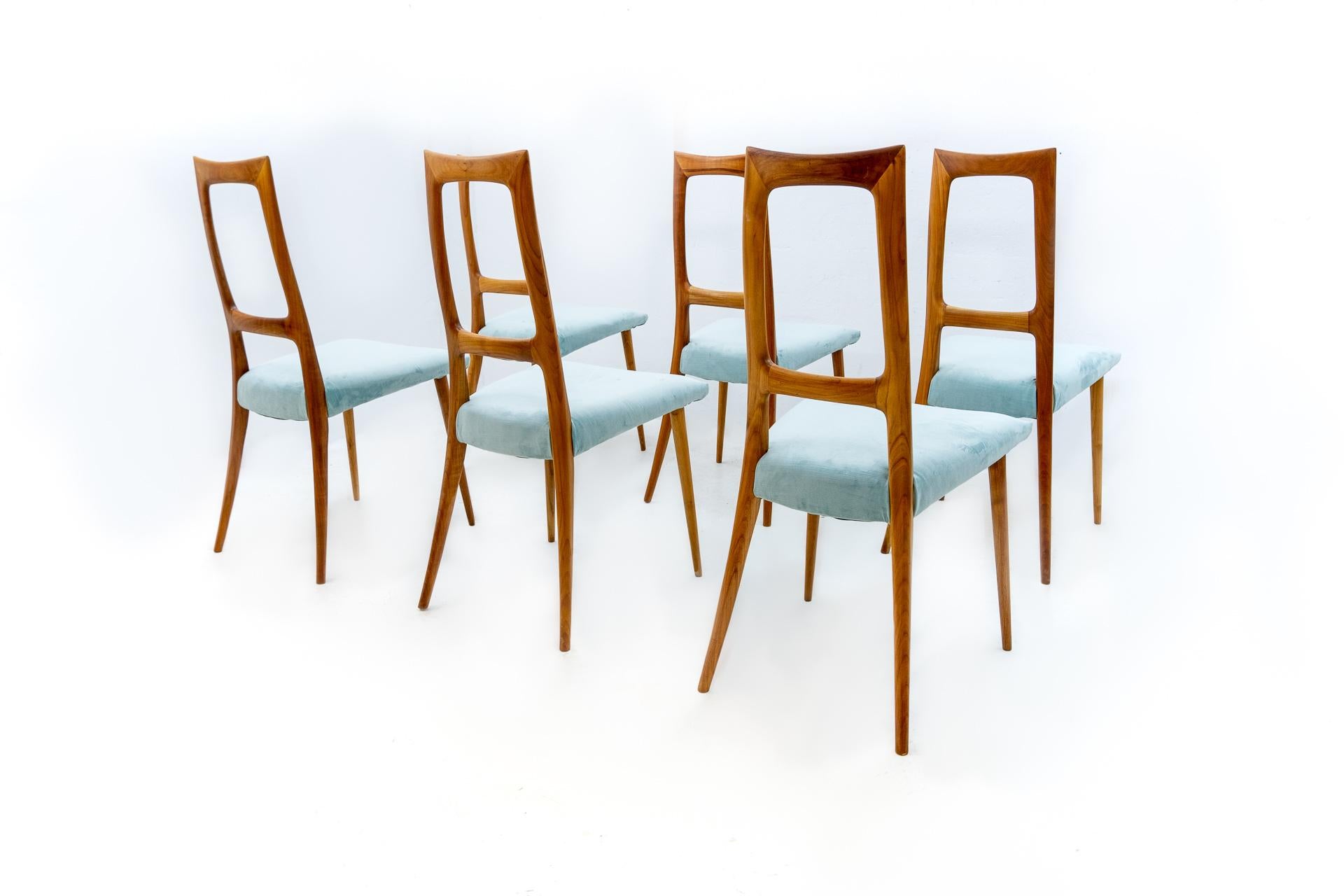 6 Italian Dining Chairs, Italy, 1950s 6
