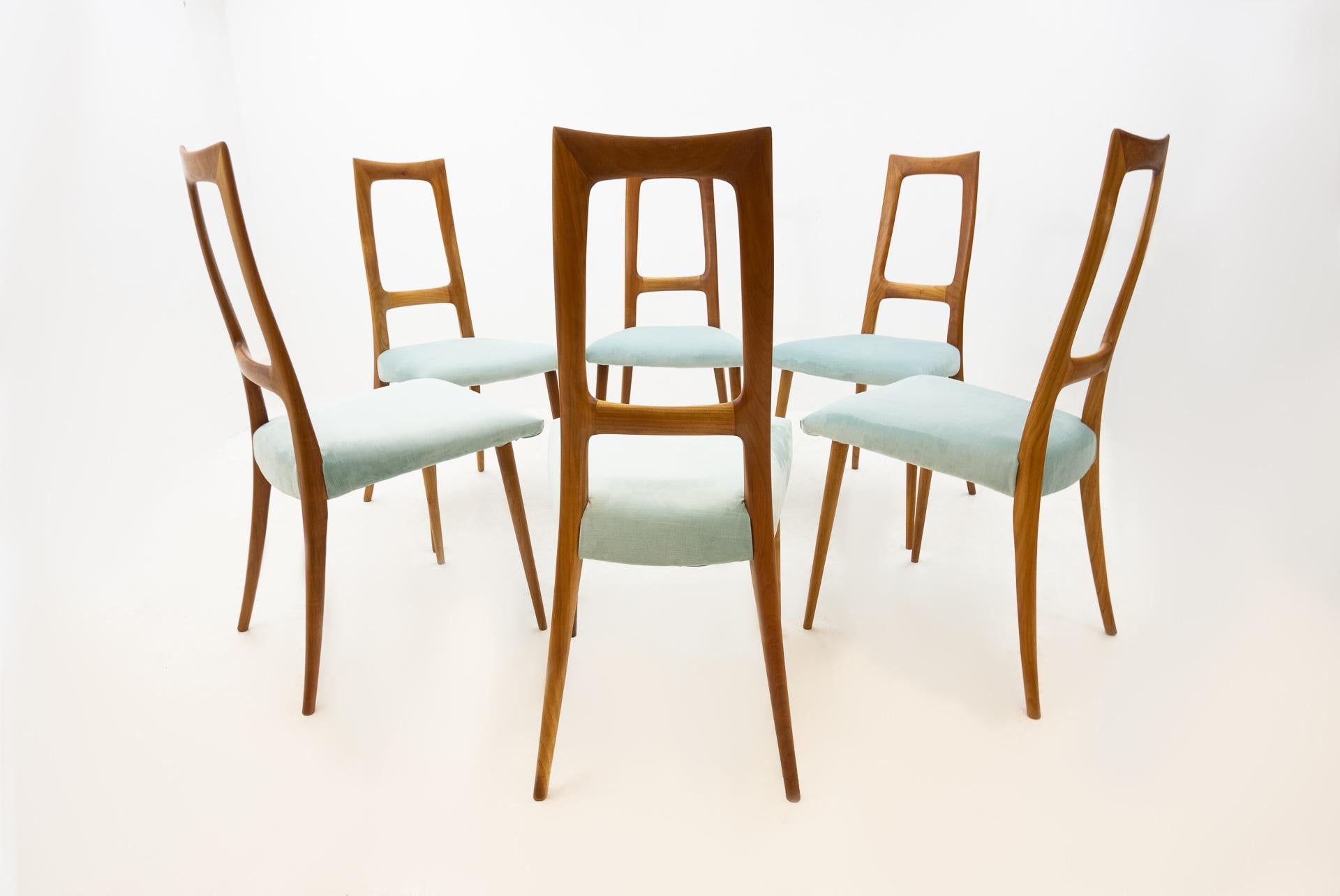 Mid-Century Modern 6 Italian Dining Chairs, Italy, 1950s
