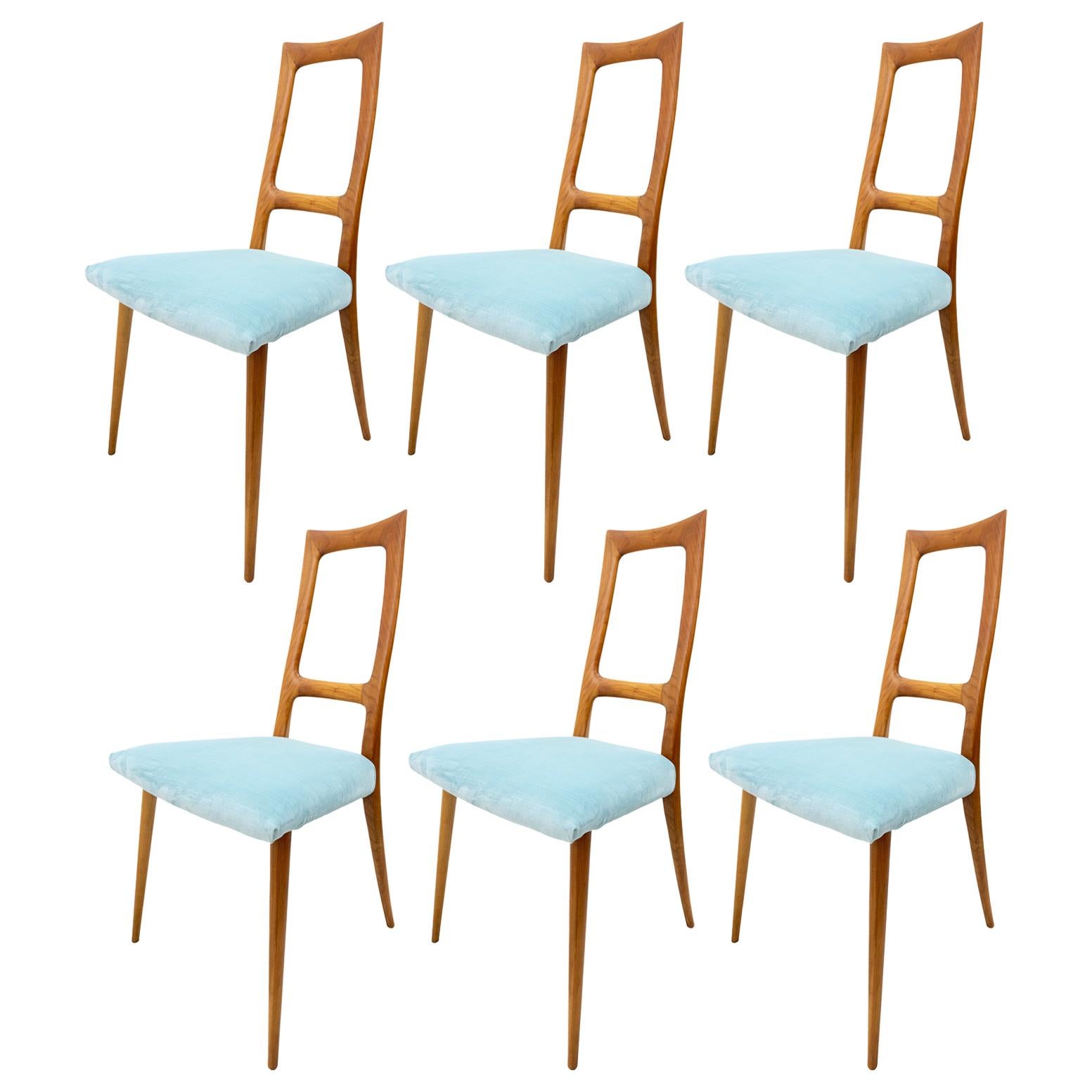 6 Italian Dining Chairs, Italy, 1950s