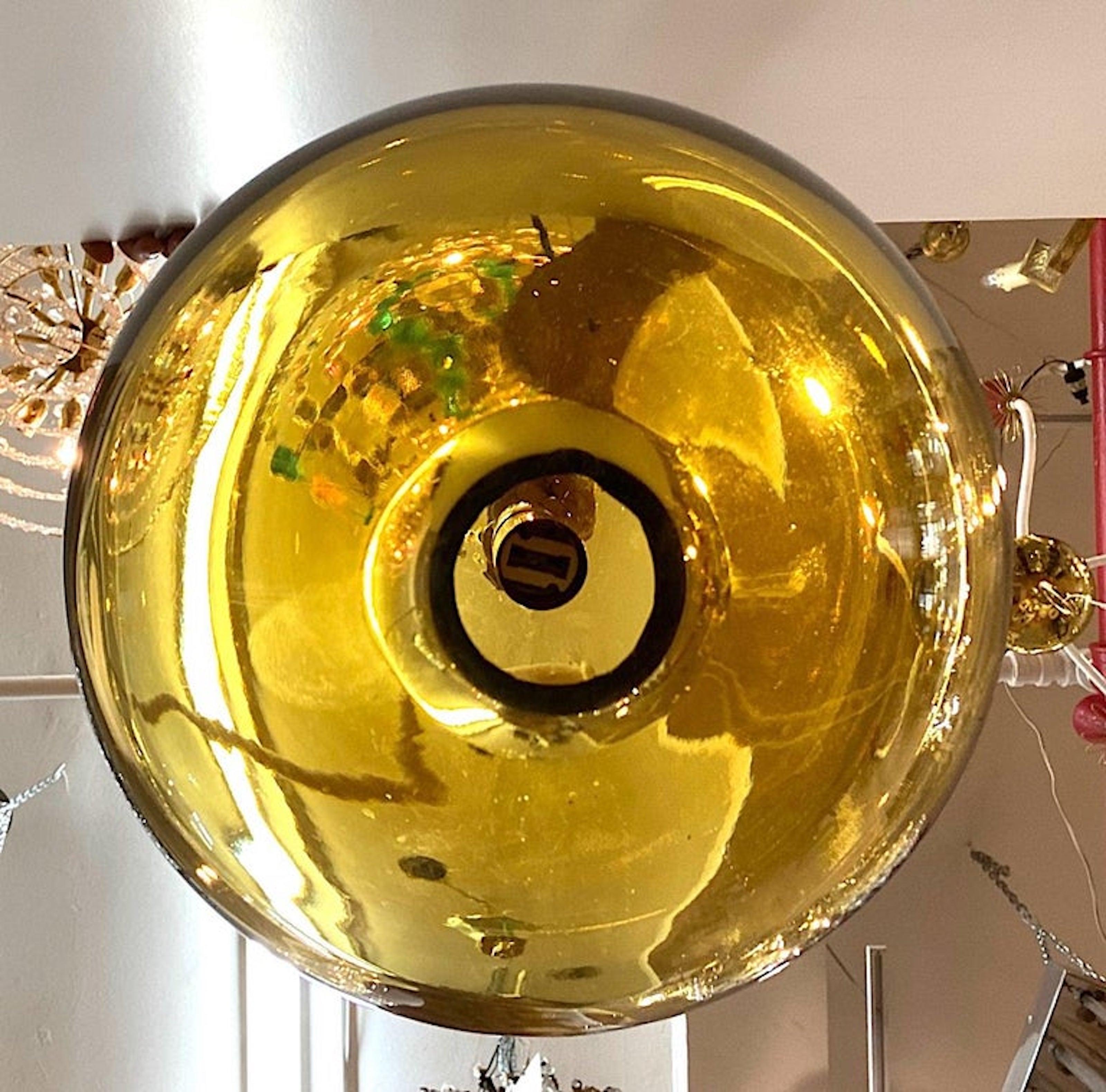 6 Italian Hand Blown Amber Glass Globe Pendant Lights, 6 Available 1
