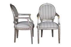 6 Italian Regency Faux Bois Branch Twig Form Silver Striped Birch Dining Chairs