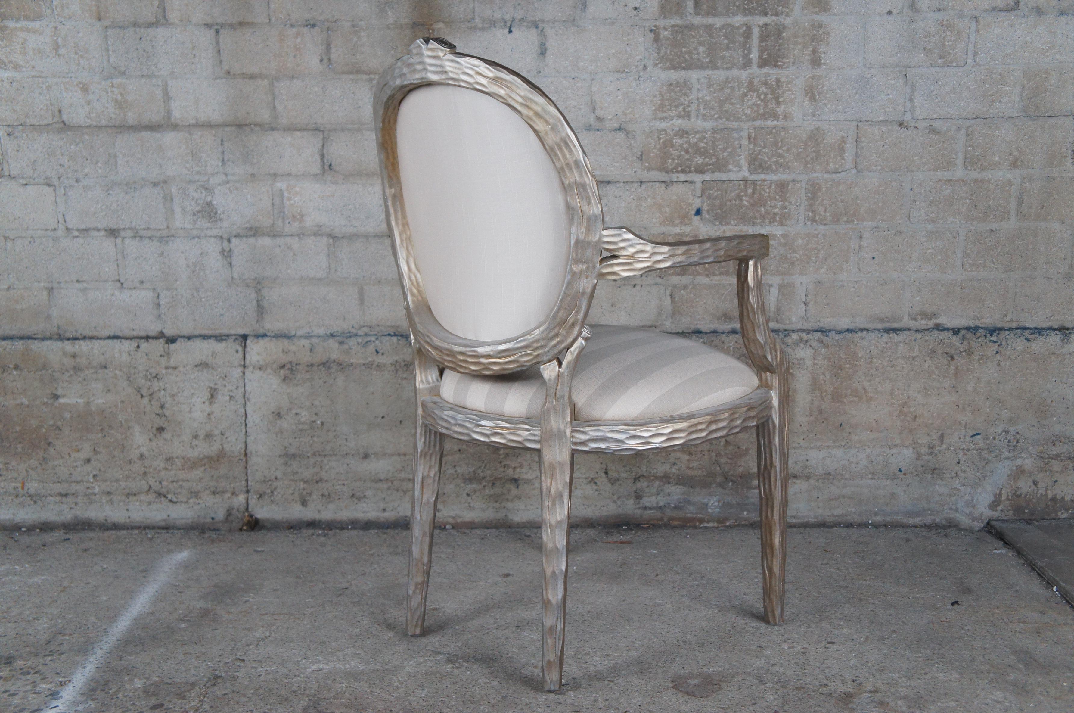 20th Century 6 Italian Regency Faux Bois Branch Twig Form Silver Striped Birch Dining Chairs For Sale