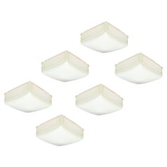 6 Ivory Plastic 1969 Cnosso Wall or Ceiling Lamps by Mangiarotti for Artemide